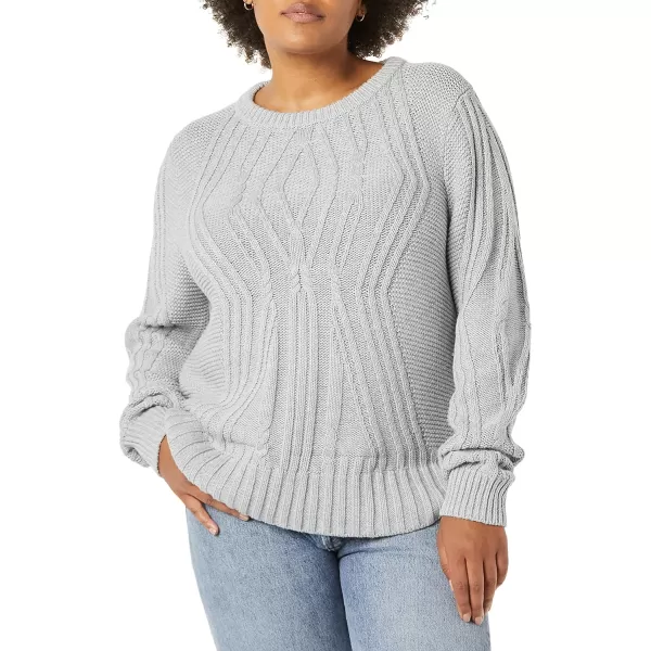 Amazon Essentials Womens 100 Cotton Crewneck Cable SweaterGrey Heather