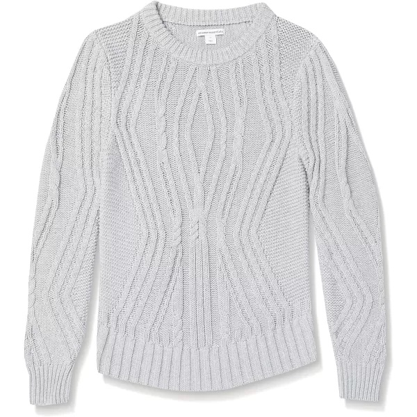 Amazon Essentials Womens 100 Cotton Crewneck Cable SweaterGrey Heather