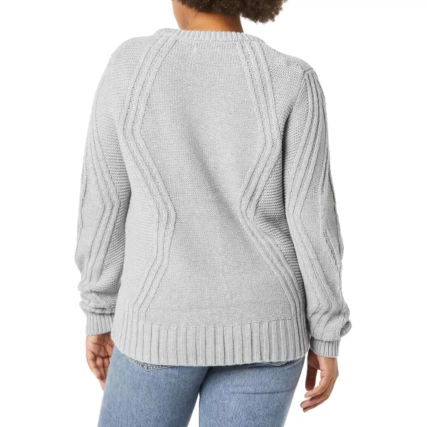 Amazon Essentials Womens 100 Cotton Crewneck Cable SweaterGrey Heather