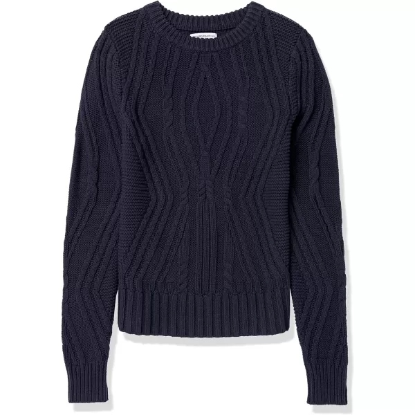 Amazon Essentials Womens 100 Cotton Crewneck Cable SweaterNavy