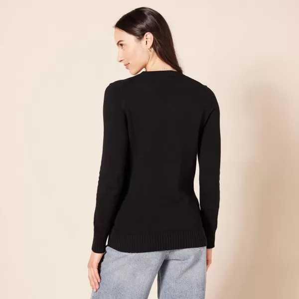 Amazon Essentials Womens 100 Cotton Crewneck Sweater Available in Plus SizeBlack