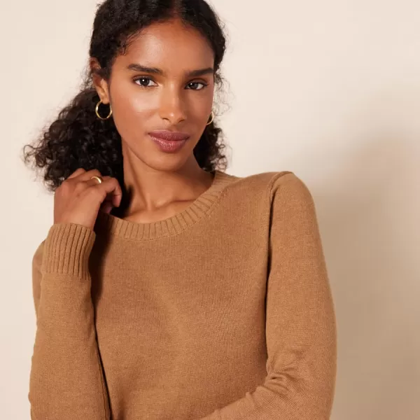 Amazon Essentials Womens 100 Cotton Crewneck Sweater Available in Plus SizeCamel Heather