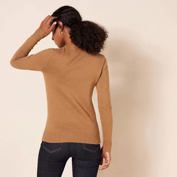 Amazon Essentials Womens 100 Cotton Crewneck Sweater Available in Plus SizeCamel Heather