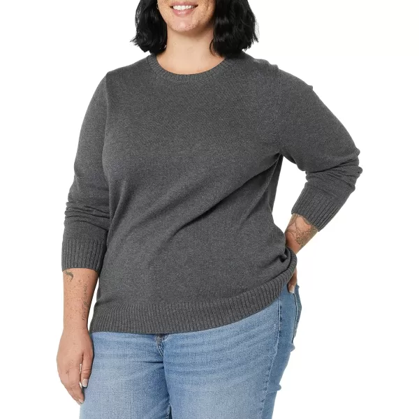 Amazon Essentials Womens 100 Cotton Crewneck Sweater Available in Plus SizeCharcoal Heather