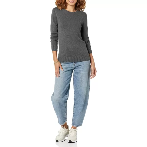 Amazon Essentials Womens 100 Cotton Crewneck Sweater Available in Plus SizeCharcoal Heather