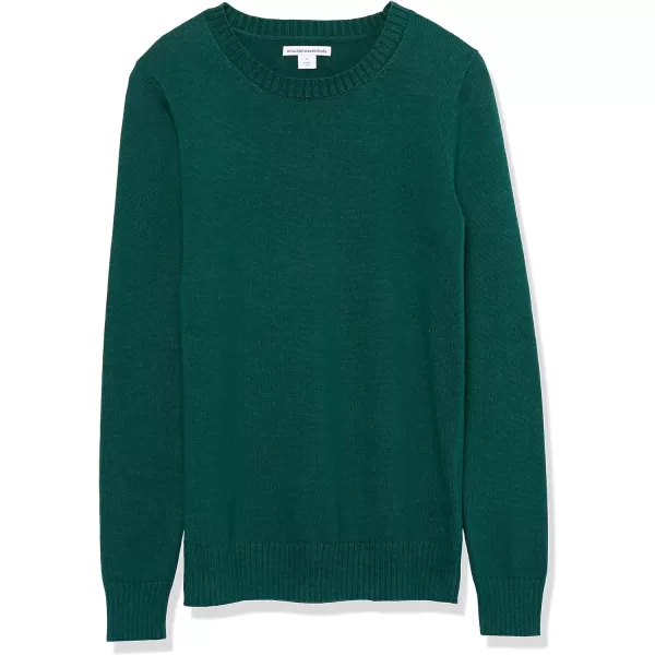 Amazon Essentials Womens 100 Cotton Crewneck Sweater Available in Plus SizeDark Green