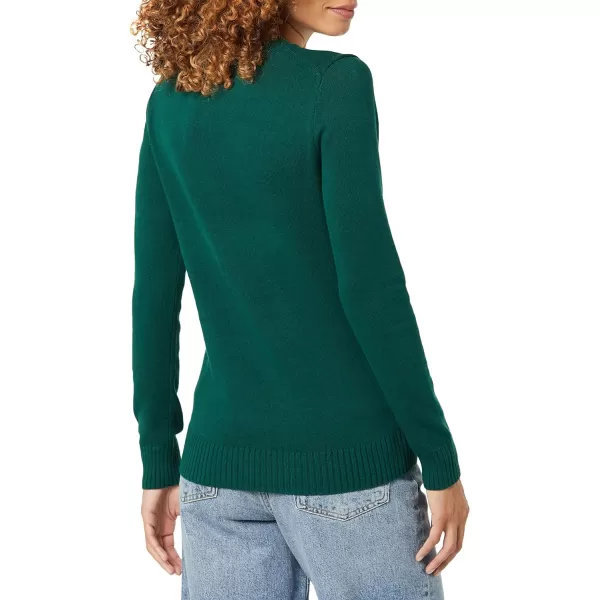 Amazon Essentials Womens 100 Cotton Crewneck Sweater Available in Plus SizeDark Green