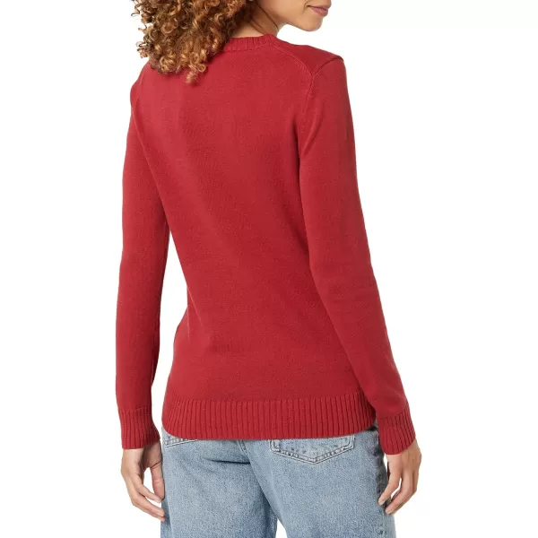 Amazon Essentials Womens 100 Cotton Crewneck Sweater Available in Plus SizeDark Red