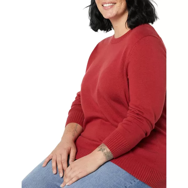 Amazon Essentials Womens 100 Cotton Crewneck Sweater Available in Plus SizeDark Red