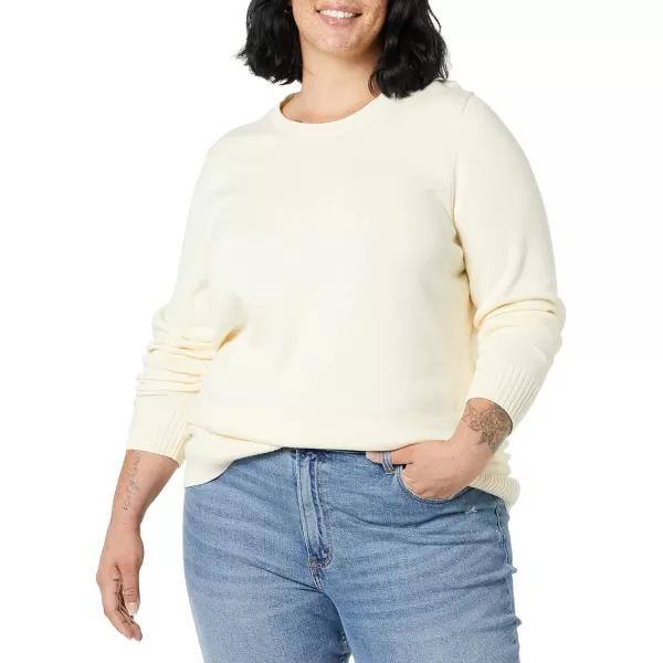 Amazon Essentials Womens 100 Cotton Crewneck Sweater Available in Plus SizeEcru