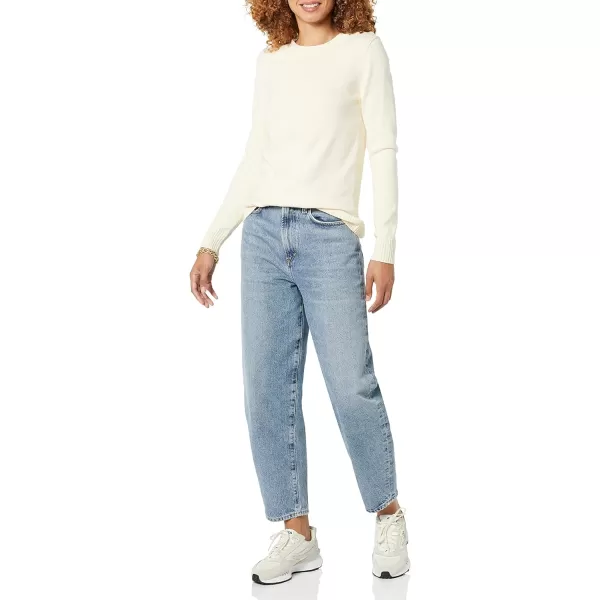 Amazon Essentials Womens 100 Cotton Crewneck Sweater Available in Plus SizeEcru