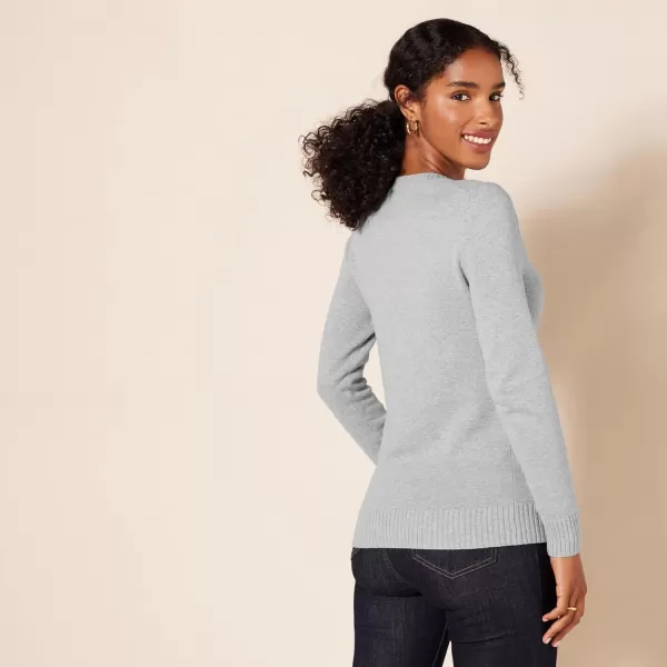 Amazon Essentials Womens 100 Cotton Crewneck Sweater Available in Plus SizeLight Grey Heather