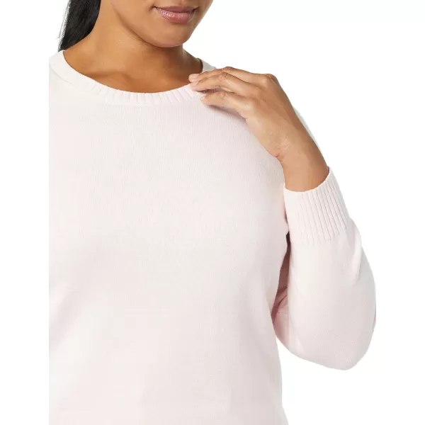 Amazon Essentials Womens 100 Cotton Crewneck Sweater Available in Plus SizeLight Pink