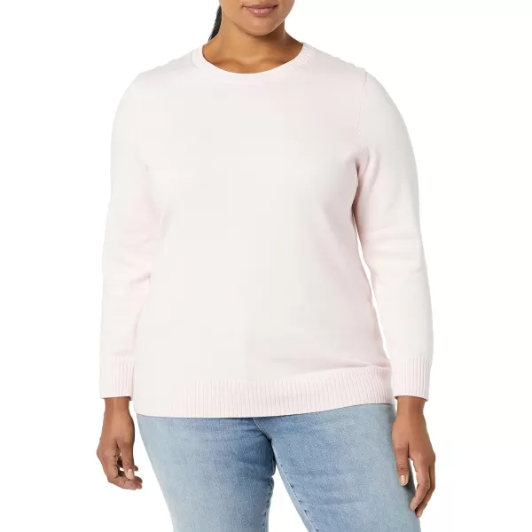 Amazon Essentials Womens 100 Cotton Crewneck Sweater Available in Plus SizeLight Pink