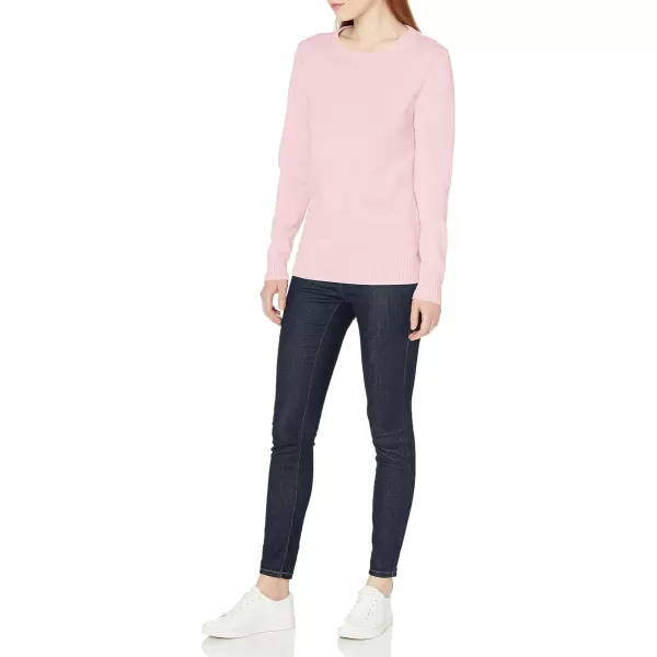 Amazon Essentials Womens 100 Cotton Crewneck Sweater Available in Plus SizeLight Pink