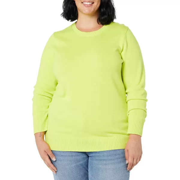 Amazon Essentials Womens 100 Cotton Crewneck Sweater Available in Plus SizeLime Green