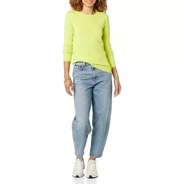 Amazon Essentials Womens 100 Cotton Crewneck Sweater Available in Plus SizeLime Green