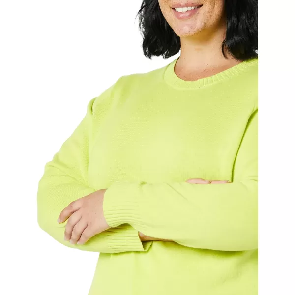 Amazon Essentials Womens 100 Cotton Crewneck Sweater Available in Plus SizeLime Green