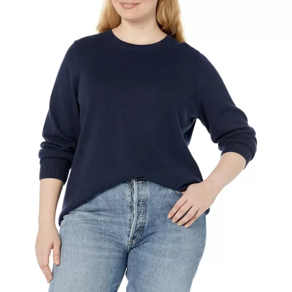 Amazon Essentials Womens 100 Cotton Crewneck Sweater Available in Plus SizeNavy