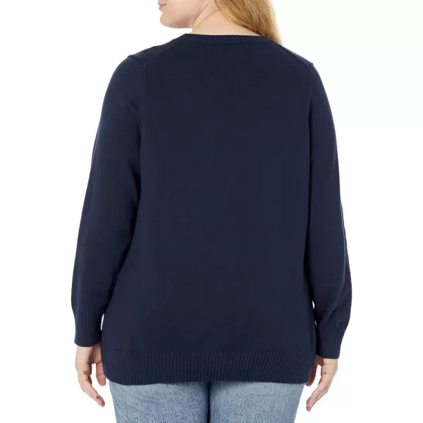 Amazon Essentials Womens 100 Cotton Crewneck Sweater Available in Plus SizeNavy