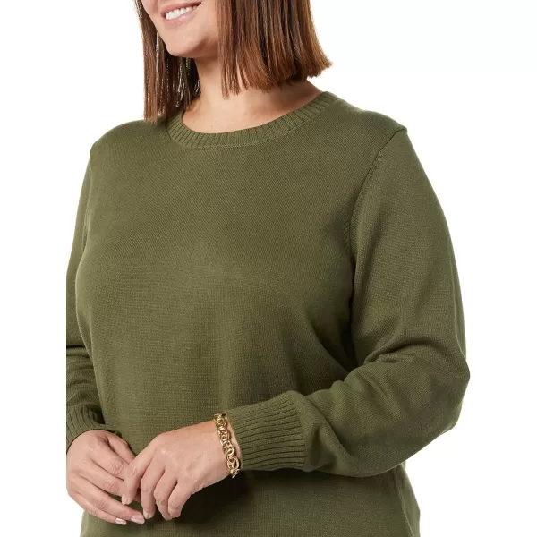 Amazon Essentials Womens 100 Cotton Crewneck Sweater Available in Plus SizeOlive