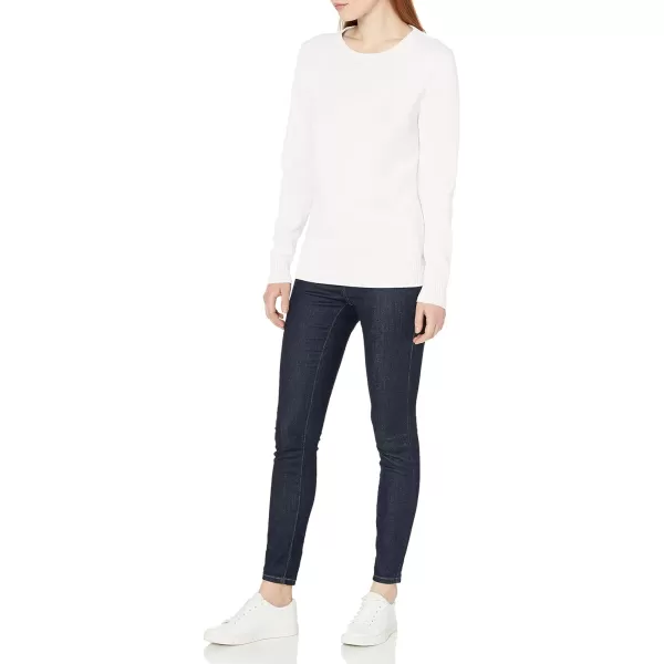 Amazon Essentials Womens 100 Cotton Crewneck Sweater Available in Plus SizeWhite