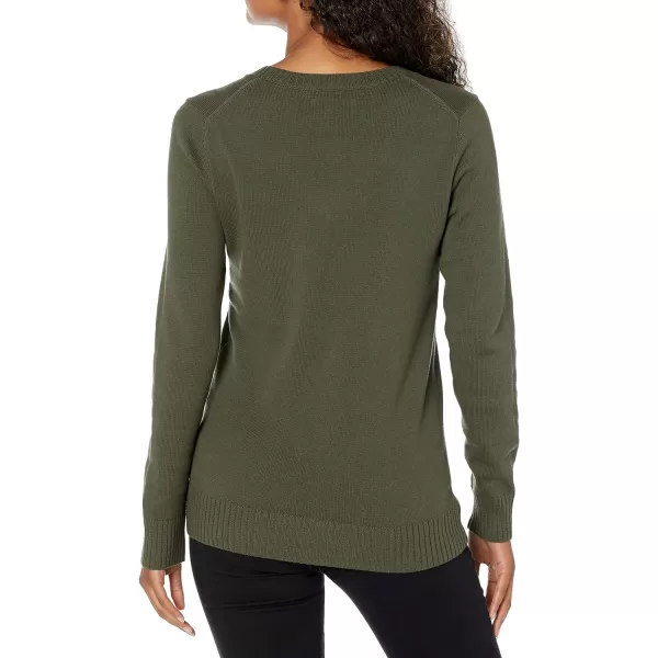 Amazon Essentials Womens 100 Cotton LongSleeve VNeck SweaterOlive