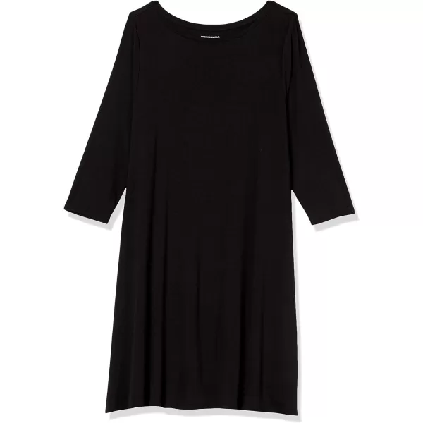 Amazon Essentials Womens 34 Sleeve BoatNeck Dress Available in Plus SizeBlack