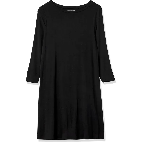 Amazon Essentials Womens 34 Sleeve BoatNeck Dress Available in Plus SizeBlack