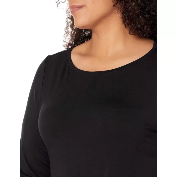 Amazon Essentials Womens 34 Sleeve BoatNeck Dress Available in Plus SizeBlack