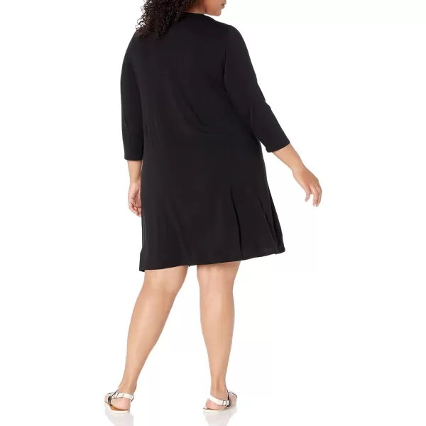 Amazon Essentials Womens 34 Sleeve BoatNeck Dress Available in Plus SizeBlack