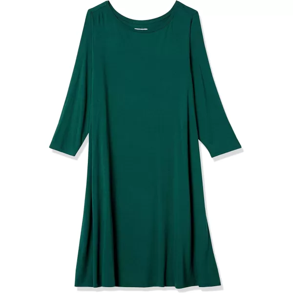 Amazon Essentials Womens 34 Sleeve BoatNeck Dress Available in Plus SizeJade Green