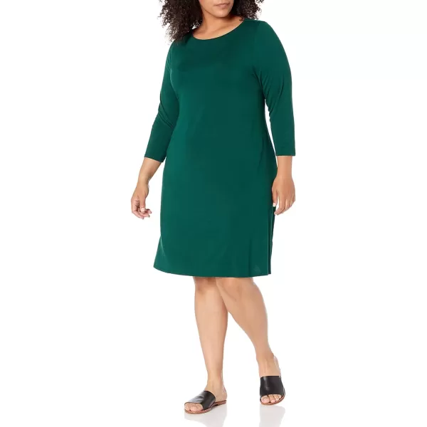 Amazon Essentials Womens 34 Sleeve BoatNeck Dress Available in Plus SizeJade Green