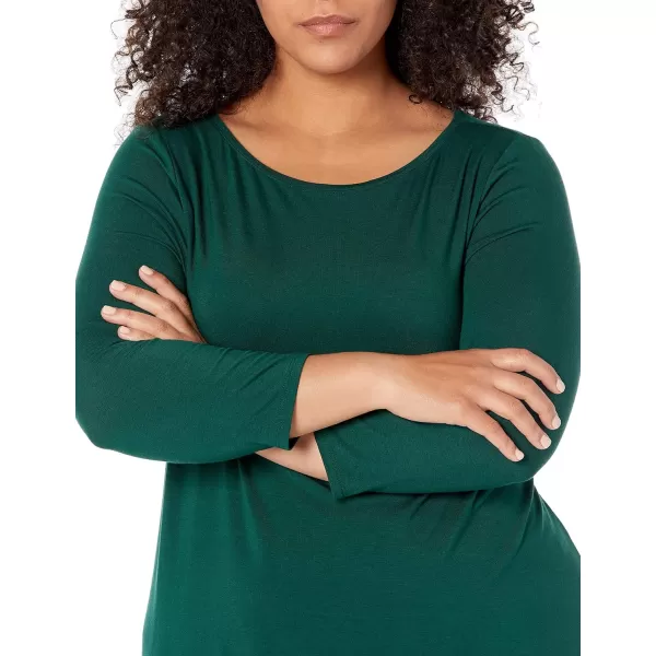 Amazon Essentials Womens 34 Sleeve BoatNeck Dress Available in Plus SizeJade Green