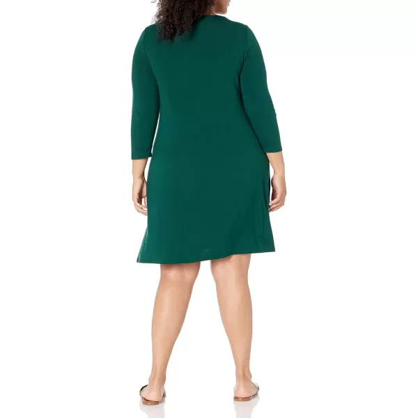 Amazon Essentials Womens 34 Sleeve BoatNeck Dress Available in Plus SizeJade Green