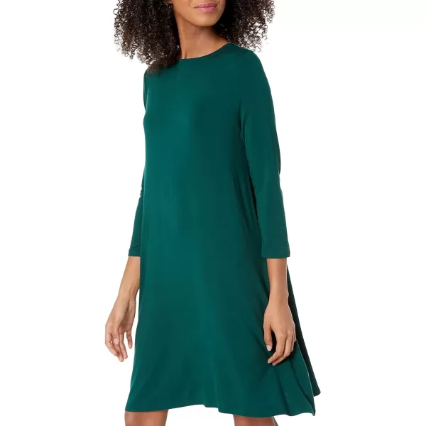 Amazon Essentials Womens 34 Sleeve BoatNeck Dress Available in Plus SizeJade Green