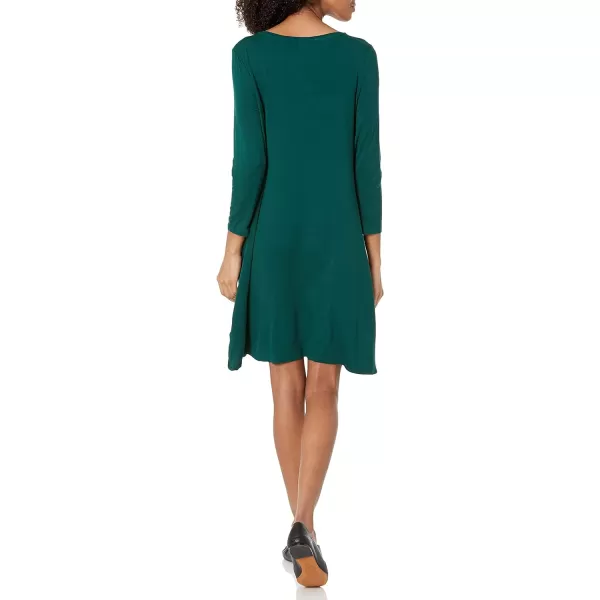 Amazon Essentials Womens 34 Sleeve BoatNeck Dress Available in Plus SizeJade Green