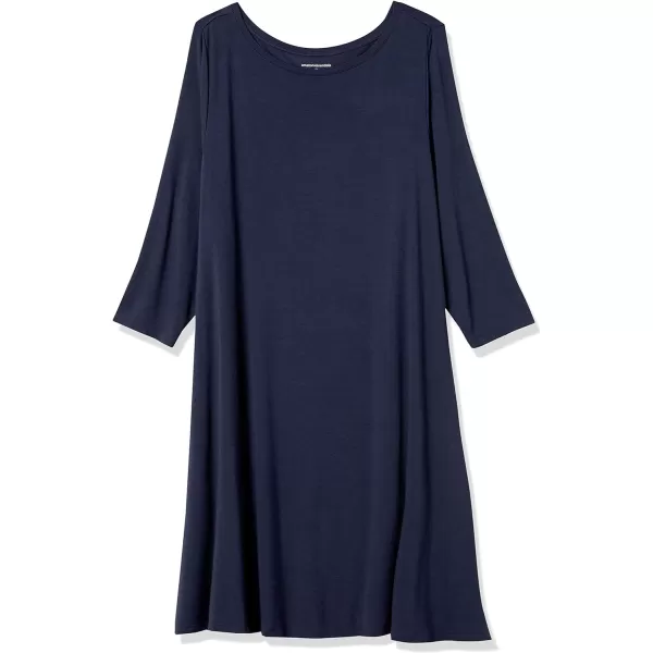 Amazon Essentials Womens 34 Sleeve BoatNeck Dress Available in Plus SizeNavy