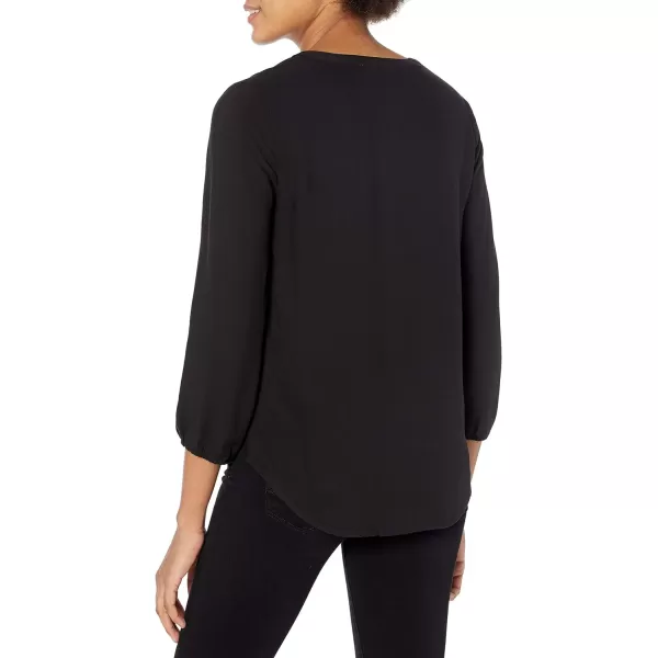 Amazon Essentials Womens 34 Sleeve Button Popover ShirtBlack