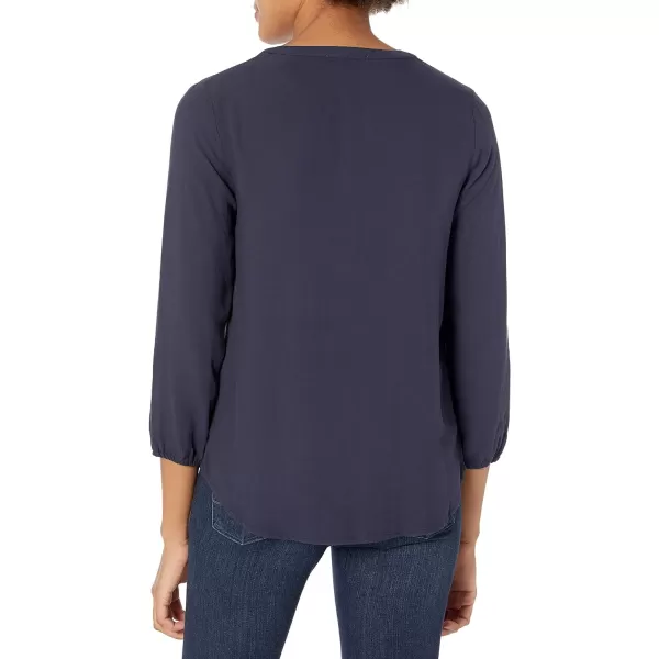 Amazon Essentials Womens 34 Sleeve Button Popover ShirtNavy