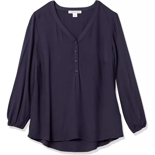 Amazon Essentials Womens 34 Sleeve Button Popover ShirtNavy