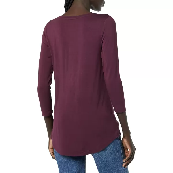 Amazon Essentials Womens 34 Sleeve Scoopneck Tunic Pack of 2BlackBurgundy