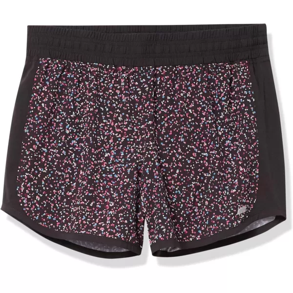 Amazon Essentials Womens 4 Stretch Woven Running ShortBlack Confetti Print