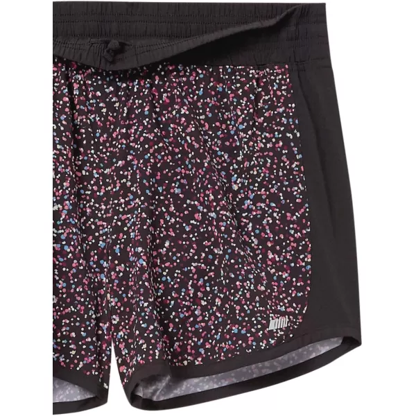 Amazon Essentials Womens 4 Stretch Woven Running ShortBlack Confetti Print