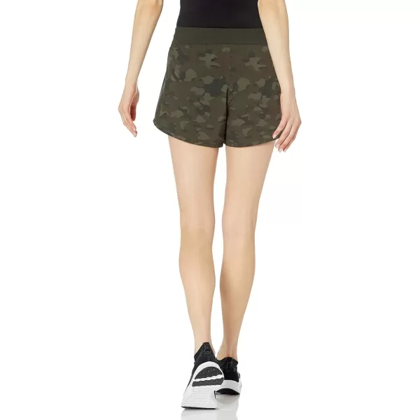 Amazon Essentials Womens 4 Stretch Woven Running ShortOlive Camo