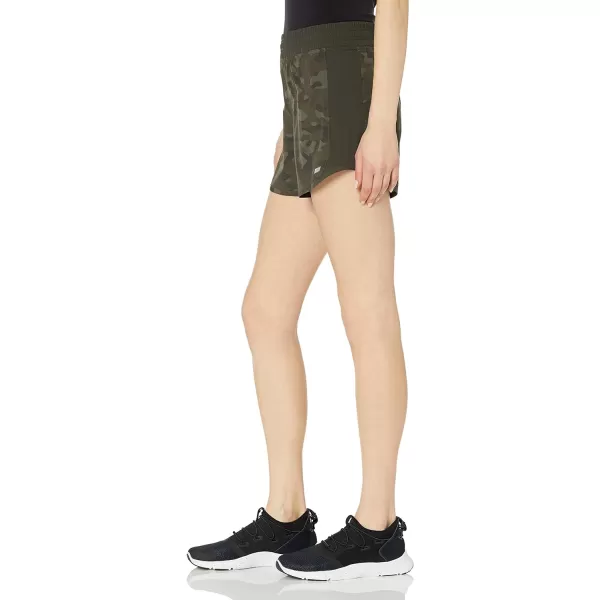 Amazon Essentials Womens 4 Stretch Woven Running ShortOlive Camo