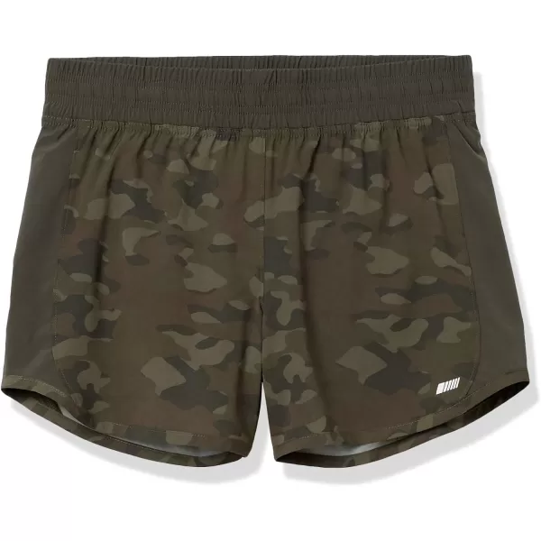 Amazon Essentials Womens 4 Stretch Woven Running ShortOlive Camo