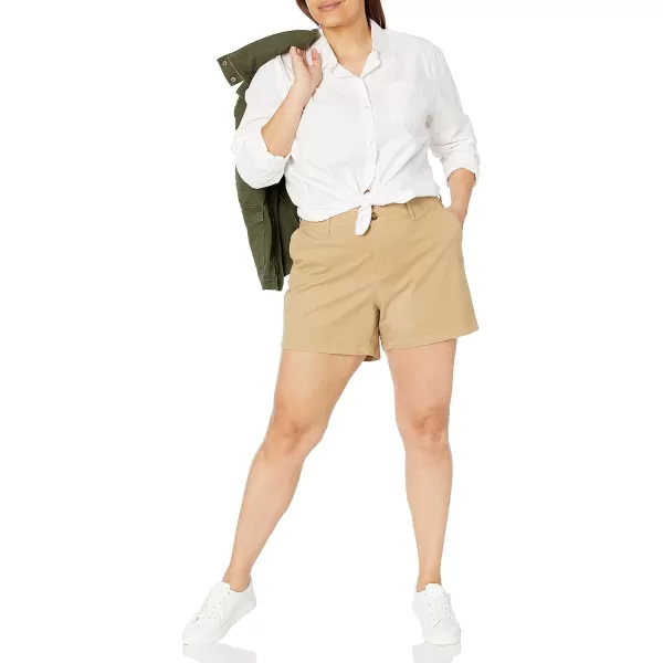 Amazon Essentials Womens 5 Inch Inseam Chino Short Available in Plus SizeKhaki Brown