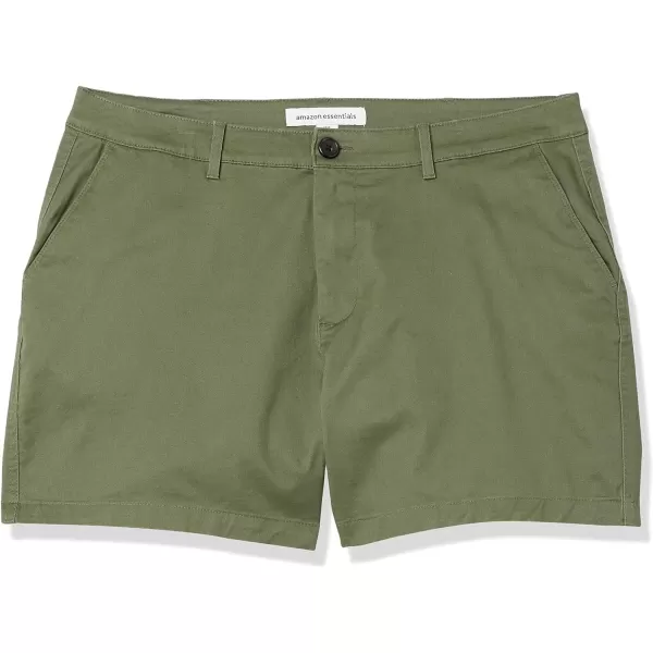 Amazon Essentials Womens 5 Inch Inseam Chino Short Available in Plus SizeOlive