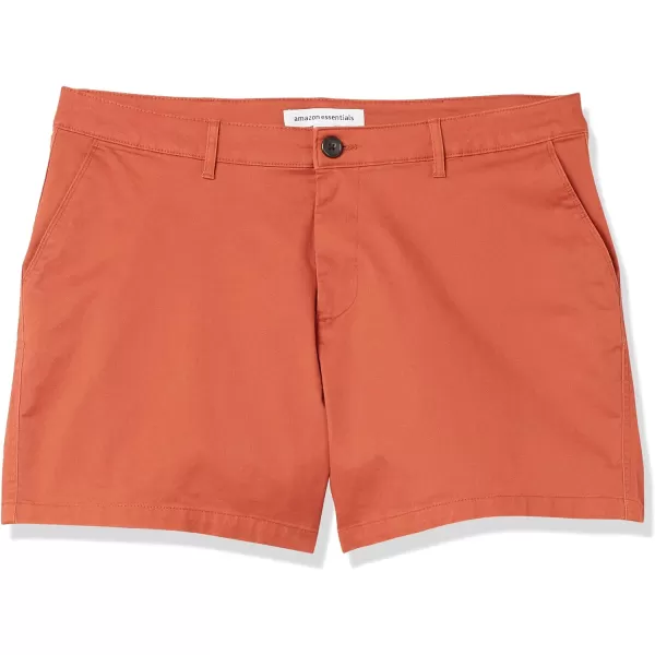 Amazon Essentials Womens 5 Inch Inseam Chino Short Available in Plus SizeRust Orange